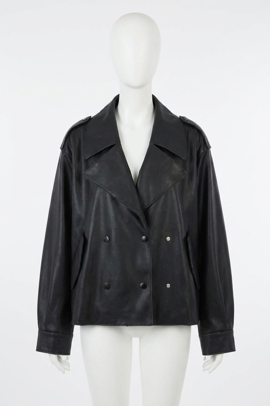 NEW PROMESA women's rebel chic faux leather moto jacket in black